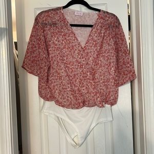 Pink Lily floral body suit top